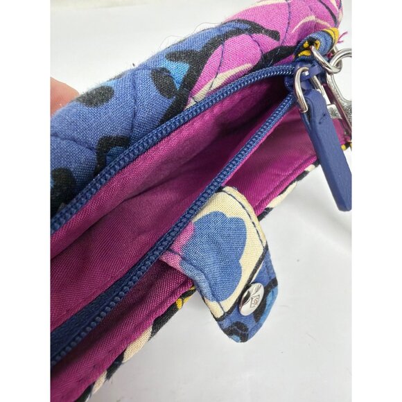 Vera Bradley Wristlet Wallet African Violet Quilted Cotton Floral Clutch Organiz - Picture 5 of 7